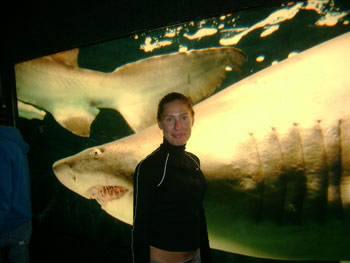 Lifeguard on a day off at the aquarium